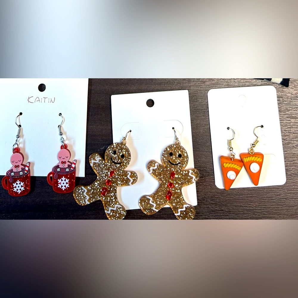 Three pack of holiday Christmas earrings